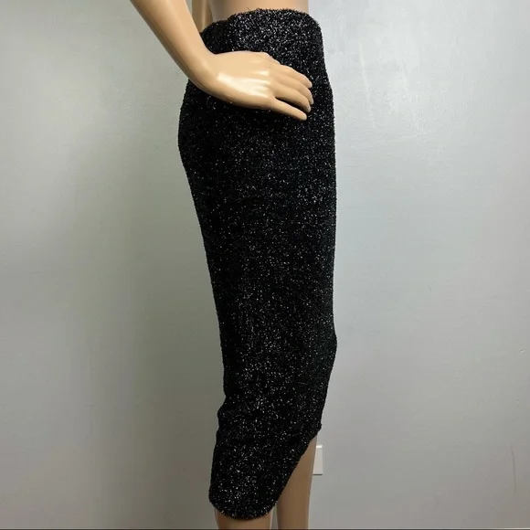 NEW LOVERS + FRIENDS REVOLVE BLACK TINSEL MIDI SKIRT - Picture 5 of 8